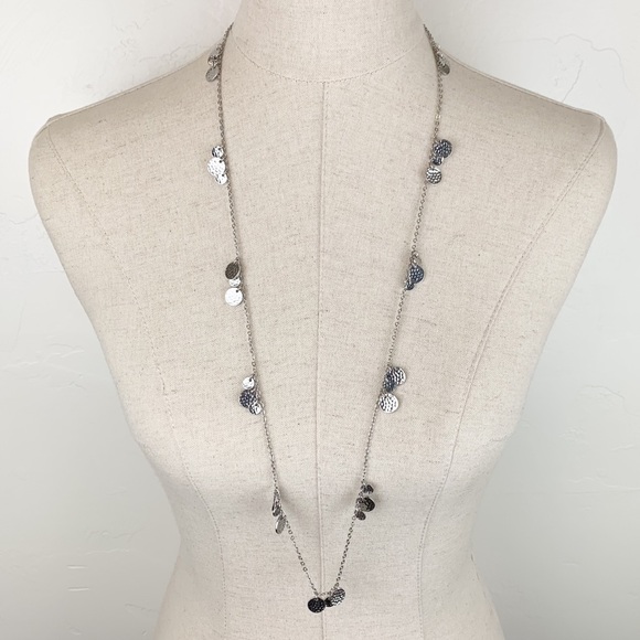 Banana Republic Jewelry - Banana Republic Silvertone Hammered Discs Necklace